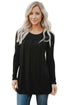 Sexy Black Pleated Flowy Long Sleeve Top
